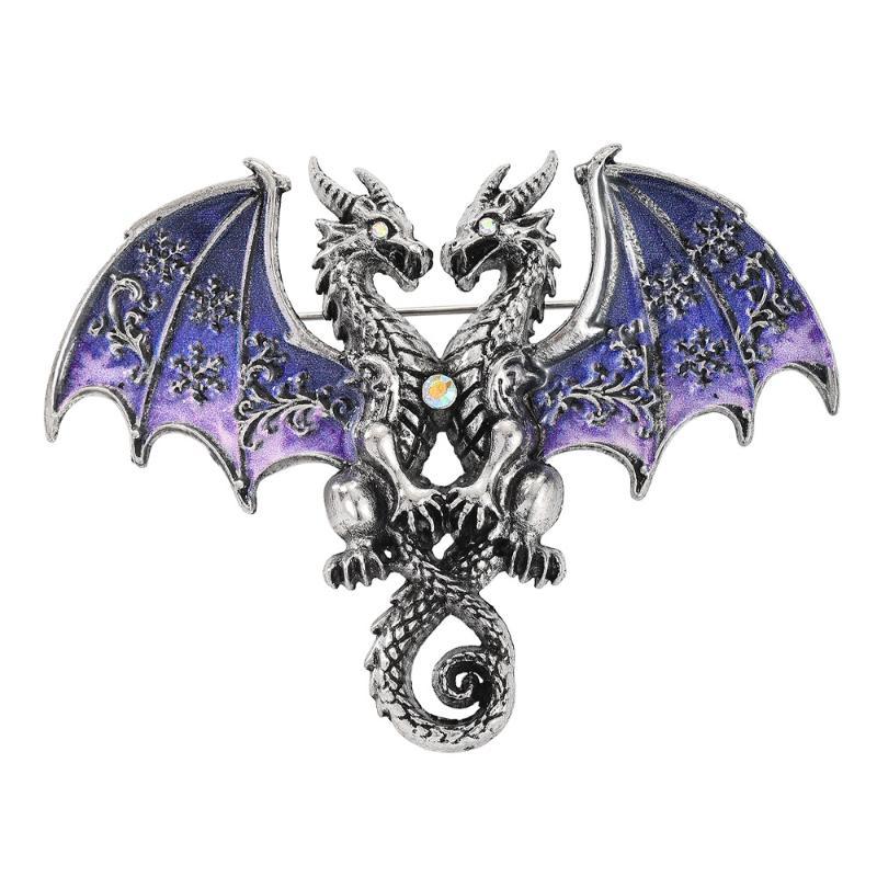 Matte Finish Metal Double Headed Dragon Brooch 1Pcs Unisex Animal Pin Fashion Accessory for Blazer Backpack Daily Outfit
