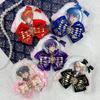 G-Trigger Fluffy Drop Ear Rosette, Rabbit, Otaku Ribbon Decoration, 57mm58mm, Pink, for Can Badges