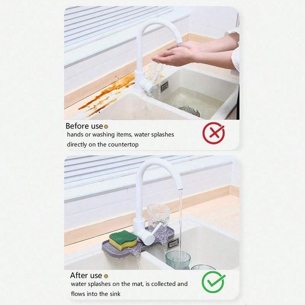 1pc-Kitchen Faucet Splash Pad Silicone Sink Faucet Splash Guard Mat Drain PadCountertop Protector for MultipurposeKitchenGadgets
