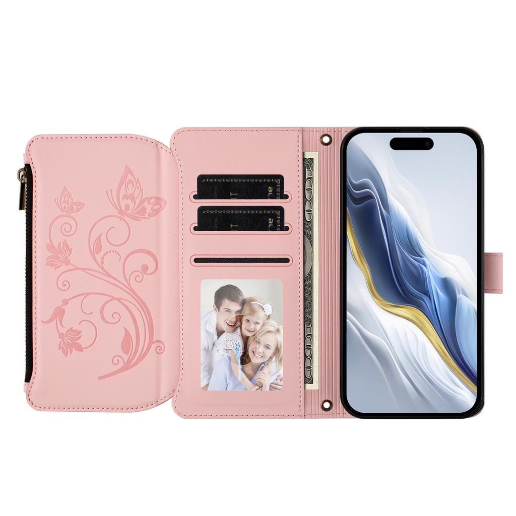Applicable Google pixel 9A leather case Sony Xperia 1 VII butterfly love flower zipper wallet diagonal span case