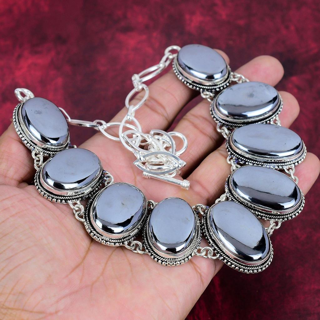 Halskette mit Schungit-Edelstein, 925er Sterlingsilber, handgefertigte Designer-Halskette, verstellbare Kette, Geschenk für Frauen