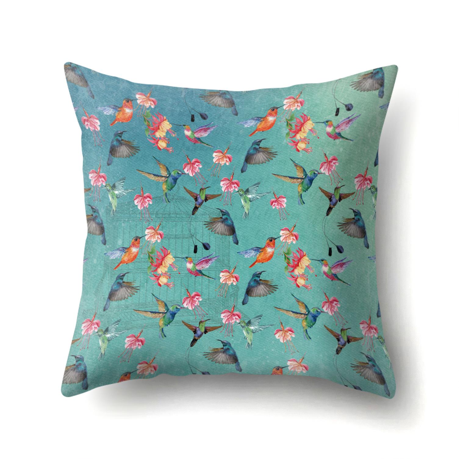 

Европейская и американская наволочка из полиэстера с зелеными листьями для автомобиля, дивана 45 * 45 without pillow core