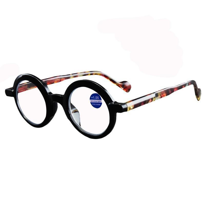 New middle-aged and elderly anti-blue glasses women's European and American retro literary personality round frame reading high definition reading gla