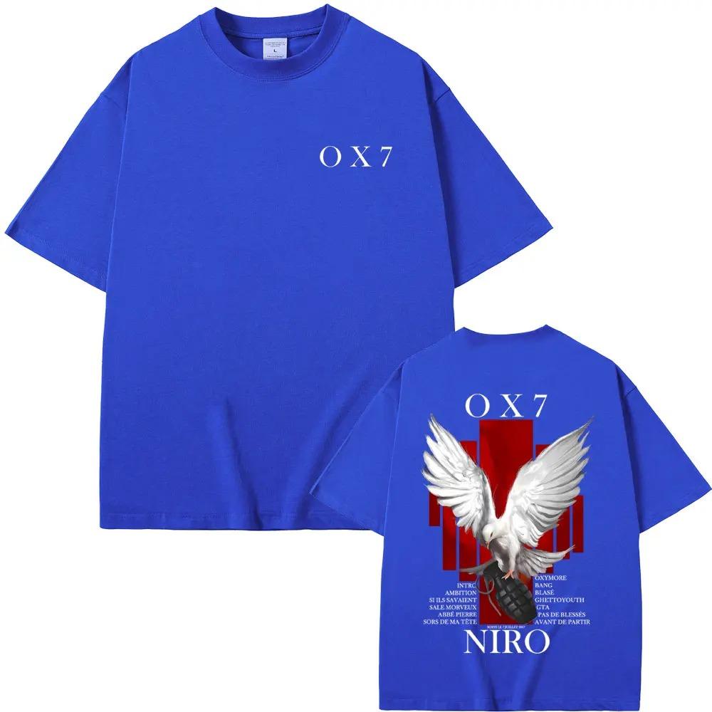 

2026 Rapper Niro OX7 Album Graphic T-shirt Men Women Hip Hop Fashion Pop Music T-shirts Unisex Casual Cotton Vintage T Shirt Streetwear S сірий
