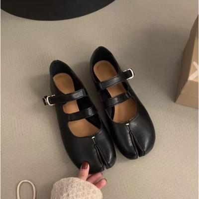 Fashion Soft Leather Split Toe Women Tabi Ballet Flats Spring Autumn Comfortable Walking Lazy Loafers Casual Girls Dance Shoes
