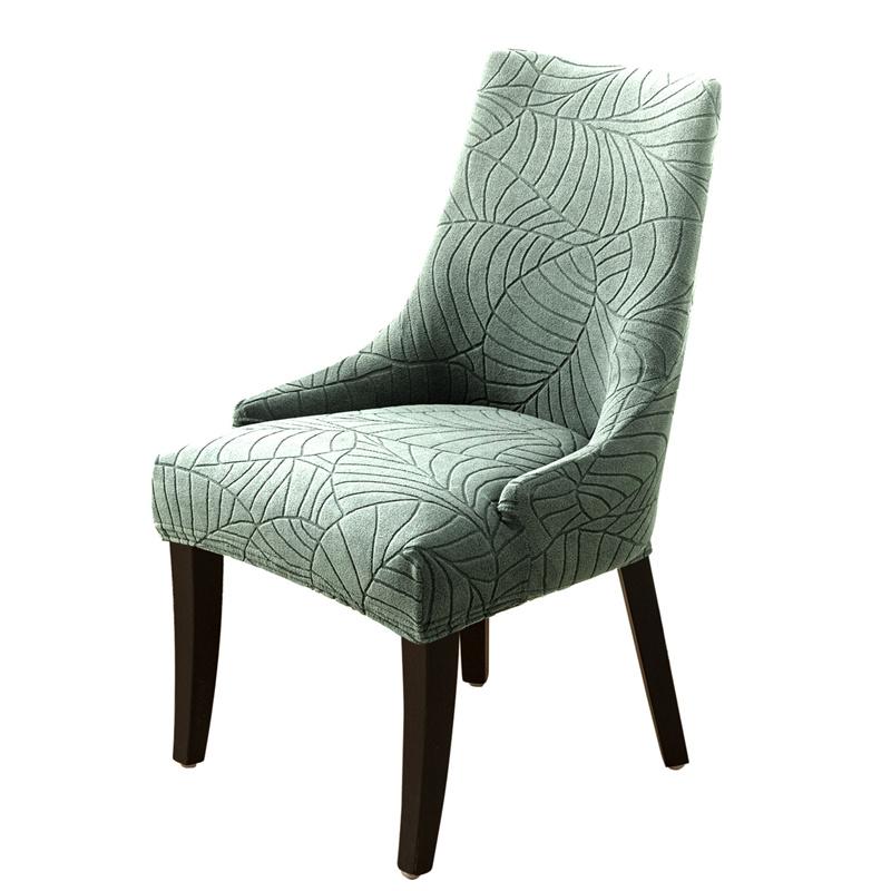 1PC Leave Jacquard Chair Cover Anti-dirt Solid Color Chair Slipcover Washable High Sloping Seat Case for Banquet Home Decor