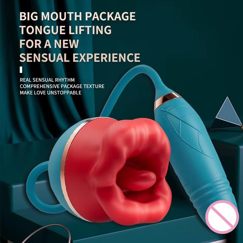 ויברטור 2 ב-1 ליקוק לשון, גירוי קליטורלי ופטמות, ניתן להחדרה, גירוי נקודת G וגירוי נרתיקי, מאריך, מאסטורבטור לנשים, צעצוע מין למבוגרים