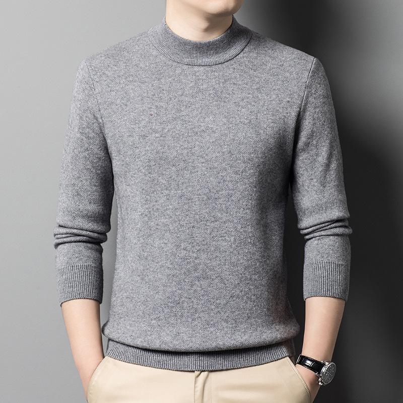 Thickened Men's High-end Casual Semi-turtleneck Dad Bottom Sweater