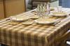 Made In Japan, Hassui-processed Rectangular Tablecloth, Country Check, 145 X 300 Cm (Beige)