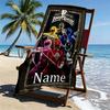 Custom Name Personalized Mighty Morphin Power Rangers Print Beach Towel, for Trip Camping Beach Party Home Decor, Birthday Gift for Family & Friends
