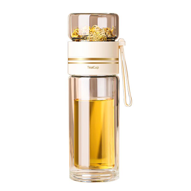 YOTU Double-Layer Glass Tea Infuser Bottle, 420ml