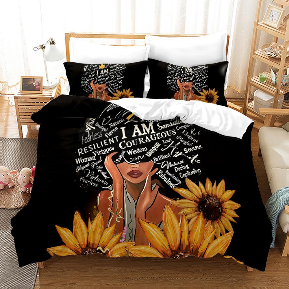 Bed Three-Piece Set 3D Three-Piece Set Size Girl Quilt Cover Printing