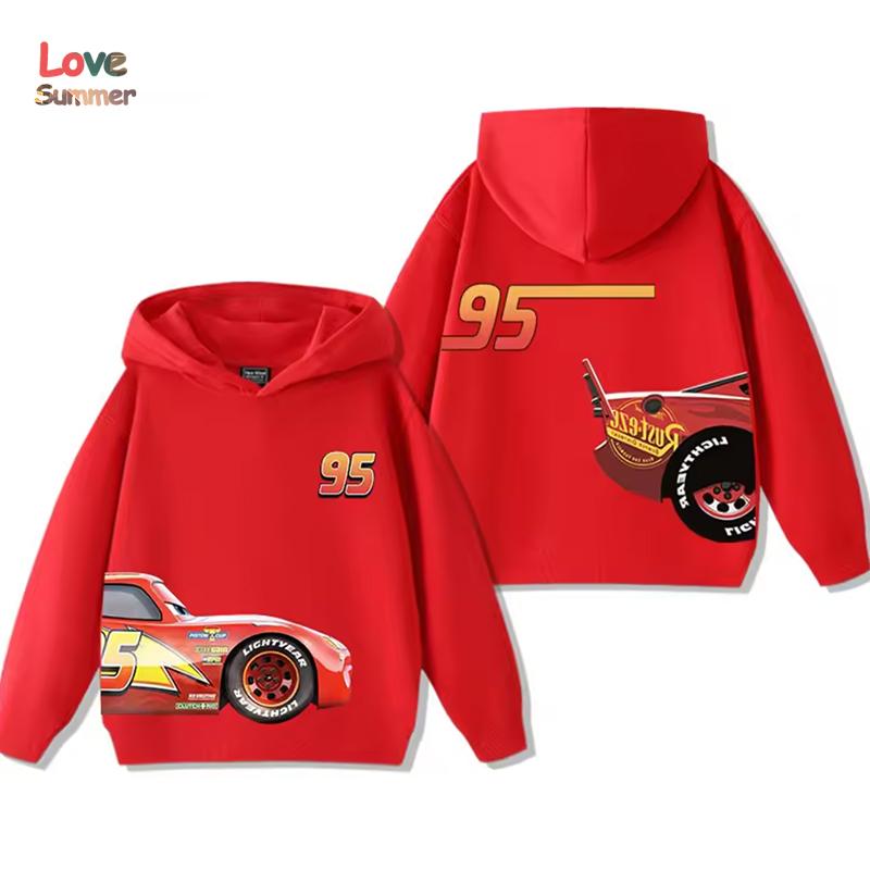 Warm Kids Hooded Pullover, Cartoon Race Car Double Sided Graphic Sweatshirt, Autumn Winter Casual Long Sleeve Top For Outdoor And Daily Kids Outfit