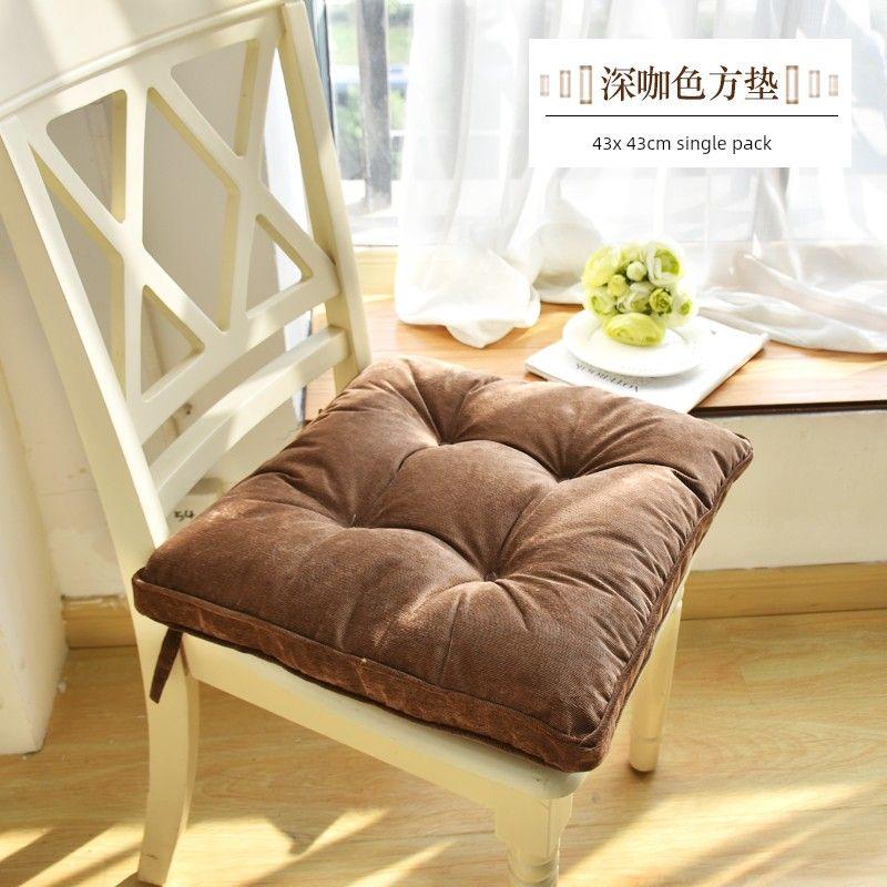 

Fabric Thickened Bandage Cushion Student Chair Cushion Classroom Office Chair Cushion Stool Floor Seat Cushion Tatami Dark Curry 43X43cm square pad