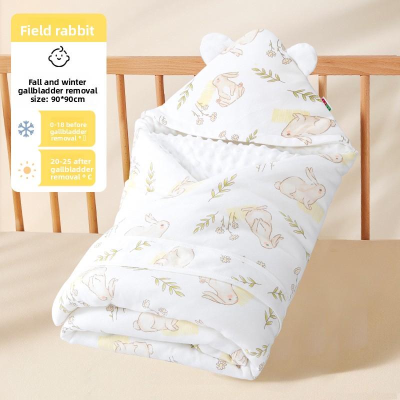 Baby Doudou fleece quilt autumn and winter quilt pure cotton, go out and wrap the towel can be removed, thickened small quilt
