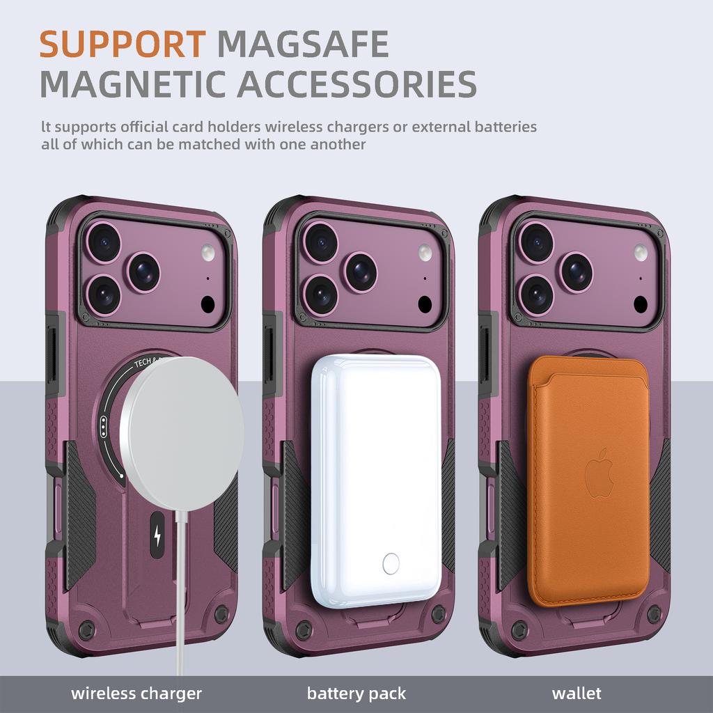 Armor For Magsafe Stand Invisible Case for 17 18 Pro Max 18pro 17pro Magnetic Wireless Charge Heavy Duty Protection Cover