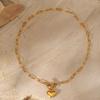 European and American New Stainless Steel Gold Peach Heart Pendant Necklace for Women, Simple Personality OT Clavicle Chain Gold-Plated Necklace