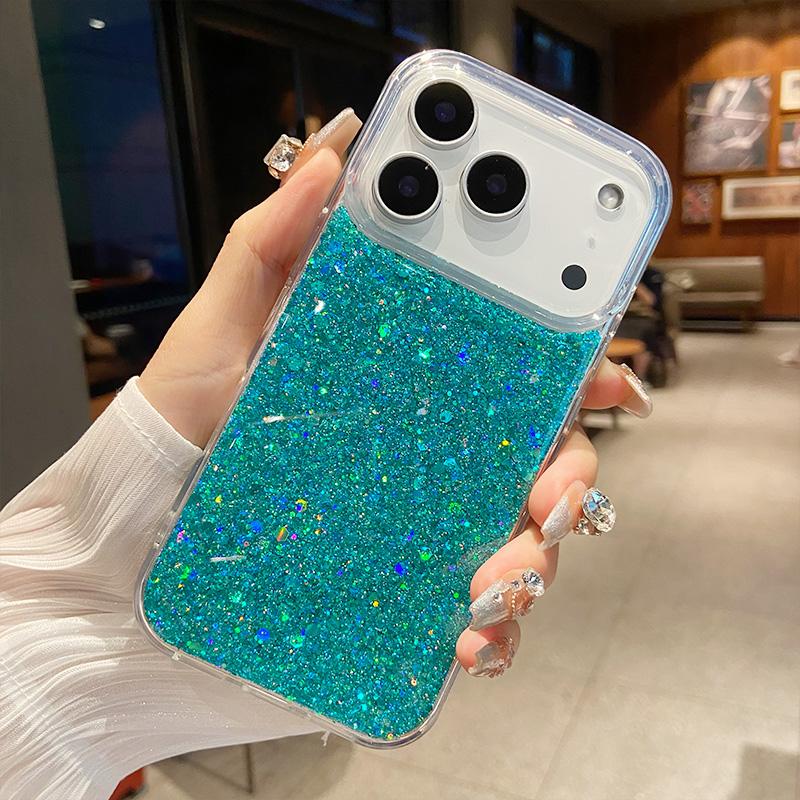 Luxury Glitter Sequins Clear Phone Case for IPhone 17 Air 16 15 14 13 12 Pro Max Transparent Epoxy Silicone Back Cover Capa