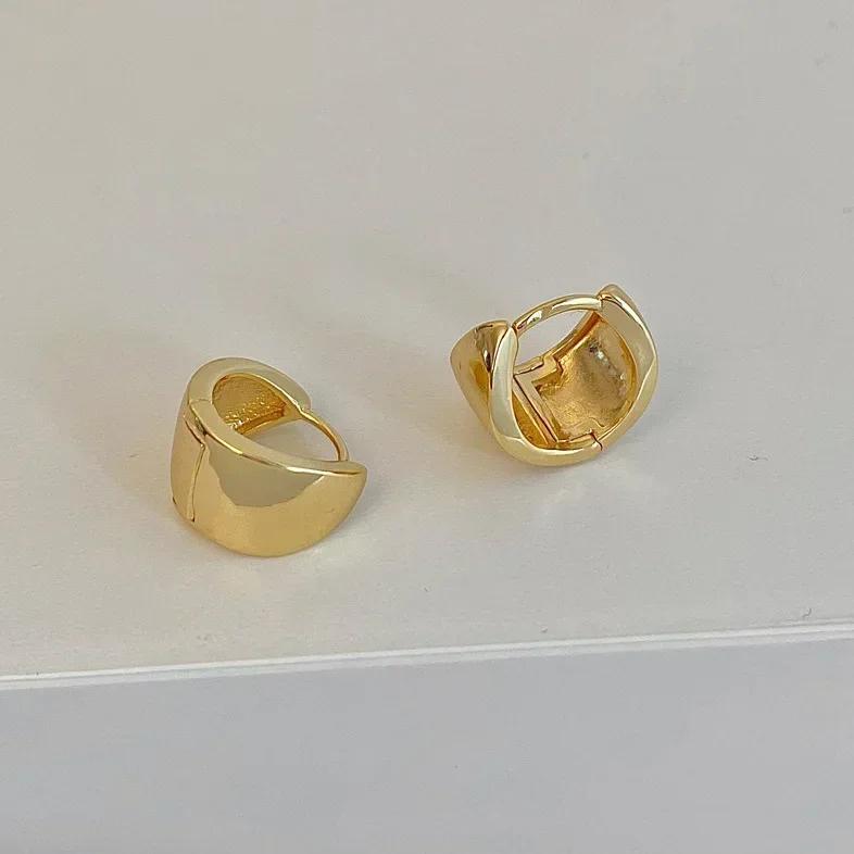 Real  Sterling Silver 10/13MM 14K Gold Round Hoop Earrings for Women Minimalist Geometric Fine  Trendy Accessories