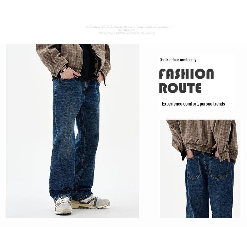 Vaqueros Rectos Elásticos de Pierna Ancha para Hombre - Versátil Casual Holgado