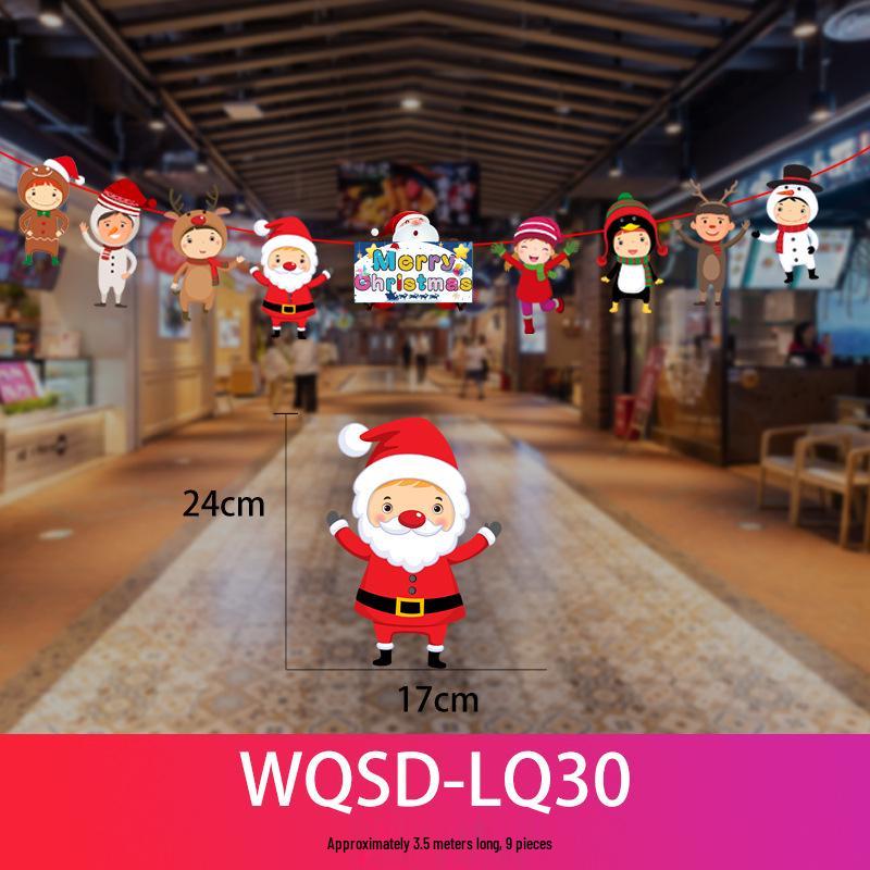 24 Christmas Cartoon Store Paper Bunting Flags for Festive Atmosphere