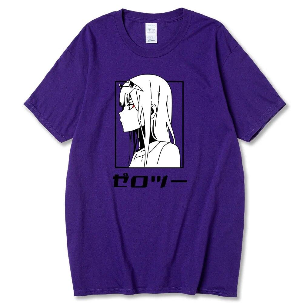 Tricou cu anime japonez Darling In The Franxx unisex Kawaii Cartoon Zero Two Tricou Harajuku Unisex Topuri Unisexga Tricou grafic Bărbați Unisex