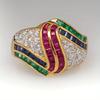 Dazzling Inlaid Multicolored White CZ Women's Ring Trendy Gold Color Geometry Daily Wear Party Jewelry Anniversary Gift