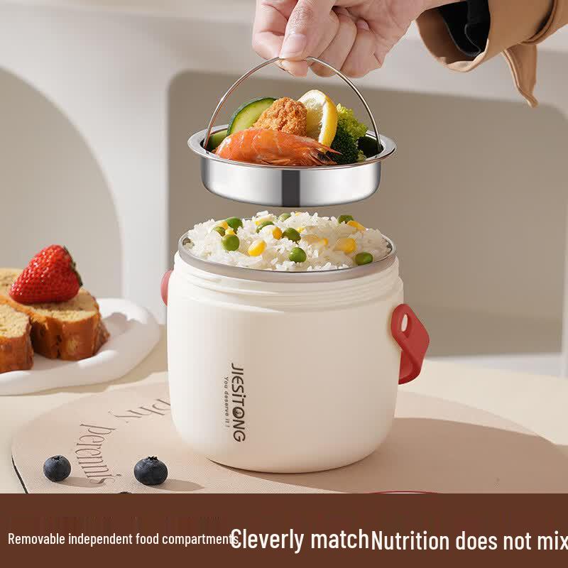 JIESITONG Double-Layer Insulated Stainless Steel Lunch Box