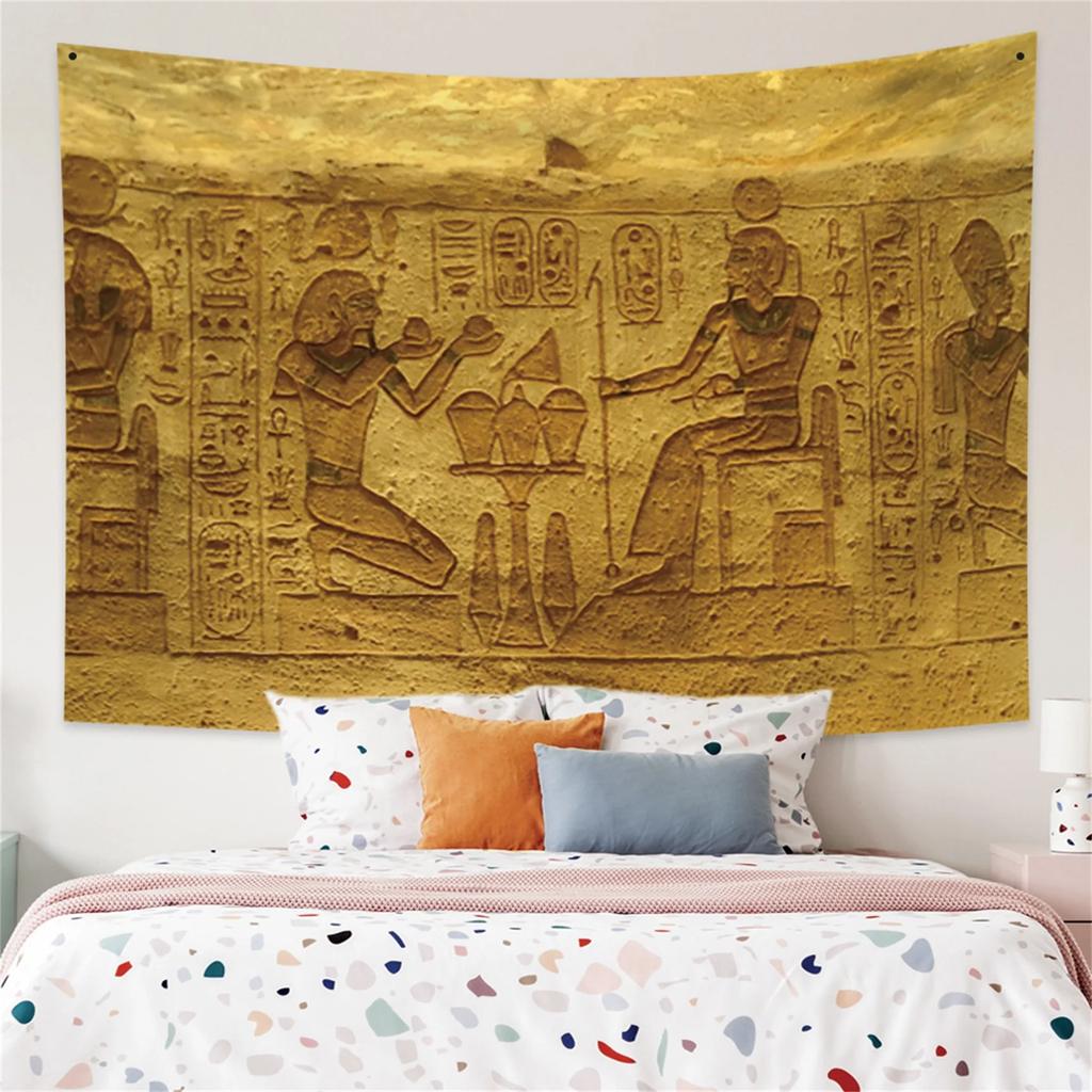 Ancient Egyptian Tapestry  Pharaohs  Hieroglyphics for Bedroom Decor Historical Style Enhance Your Space with Cultural Charm