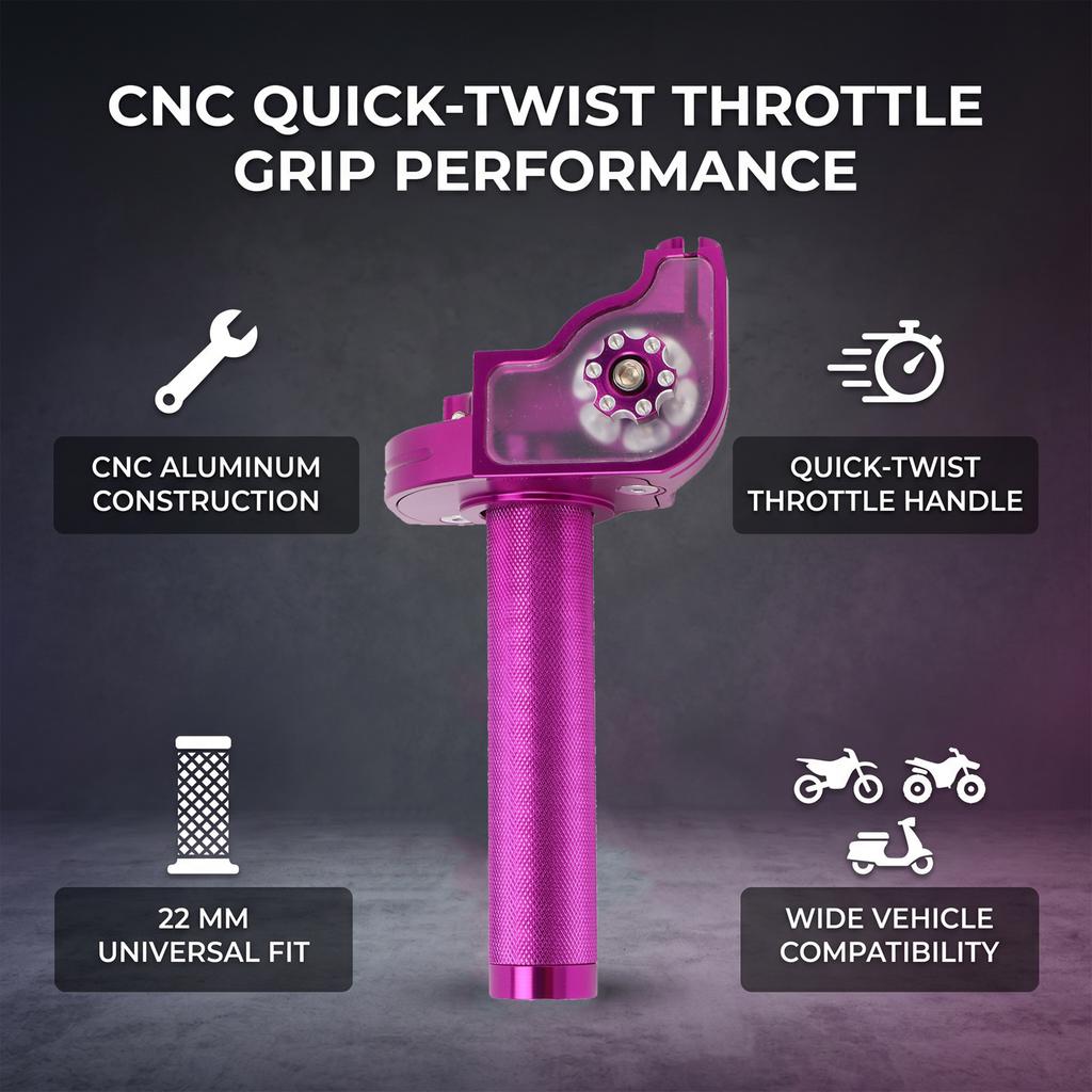 Motorcycle Accelerator Handlebar 22mm Universal For Pit Dirt Bike Motocross ATV Off Road Vehicle CNC Aluminum Alloy Purple
