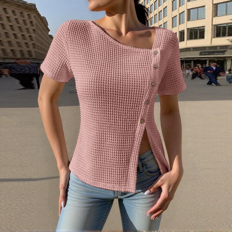 ZANZEA Womens Summer Round Neck Casual Short Sleeve Blouse