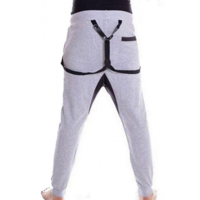 Harem Pants - GS7 Marshall - Grey - Faux Leather - Comfortable - Elastic Waist