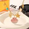Stainless Steel Ocean Series Necklace with Starfish, Seashell, and Colorful Flower Pendants – Sweet and Lovely Women's Jewelry.