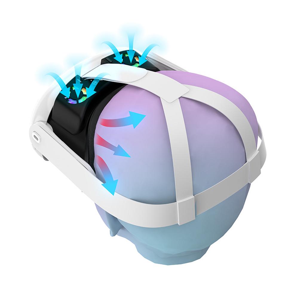 VR Cooling Fan Face Cover Facial Interface Radiator with RGB Light with Anti-Leakage Nose Pad for Meta Quest 3 Accessories