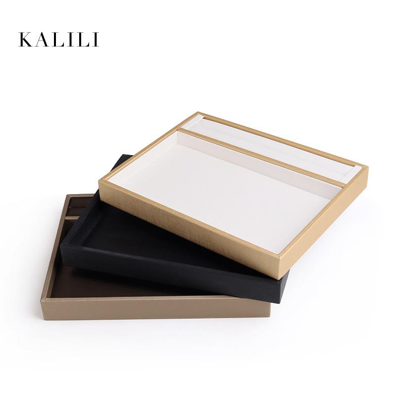 PU Leather Double-Sided Jewelry Tray for Necklaces & Rings - Small Display for Accessories or Jade Ware