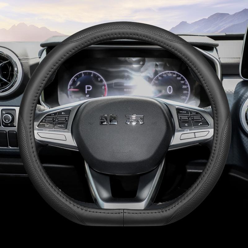 High Leather Braid On Car Steering Wheel Cover Wrap For BAIC BJ20 BJ30 BJ40 BJ60 BJ80 BJ90 F40 37-38CM Steering-Wheel Protector
