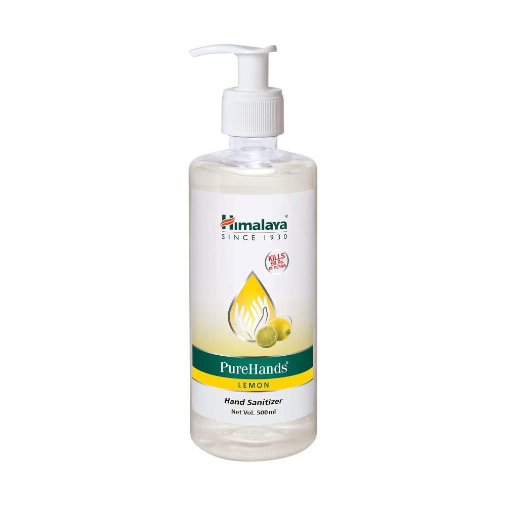 Himalaya Pure Hands Lemon Hand Sanitizer 500ml Pack Kills 99.9 Percent Germs Fast Drying Gel Travel Essential Soft Skin Hygiene Protection