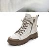 Spring Autumn High Top Casual Shoes Women Sports Style White Round Toe Side Zipper Thick Sole