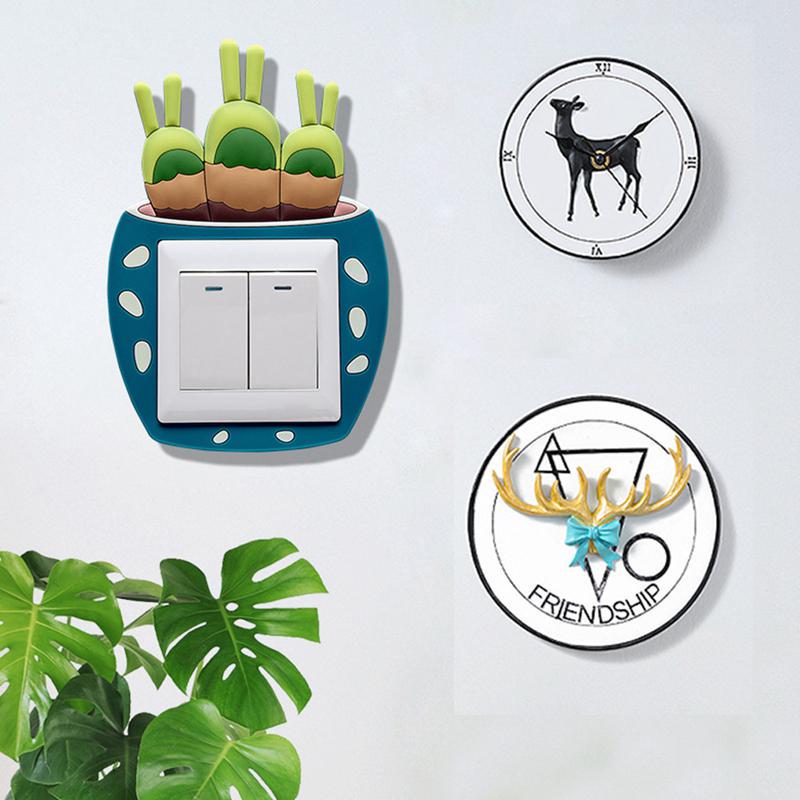 Cute Cartoon 3D Cactus Fluorescent Wall Silicone On-off Switch Stickers 1Pc