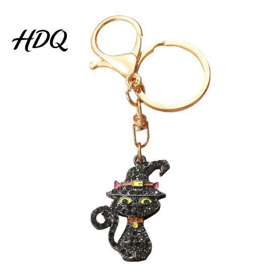 Halloween Pumpkin Keychain Rhinestone Keychain Ghost Witch Hat Spider Web Cat Bag Charm Car Key Ring for Handbags Backpacks Decoration Metal