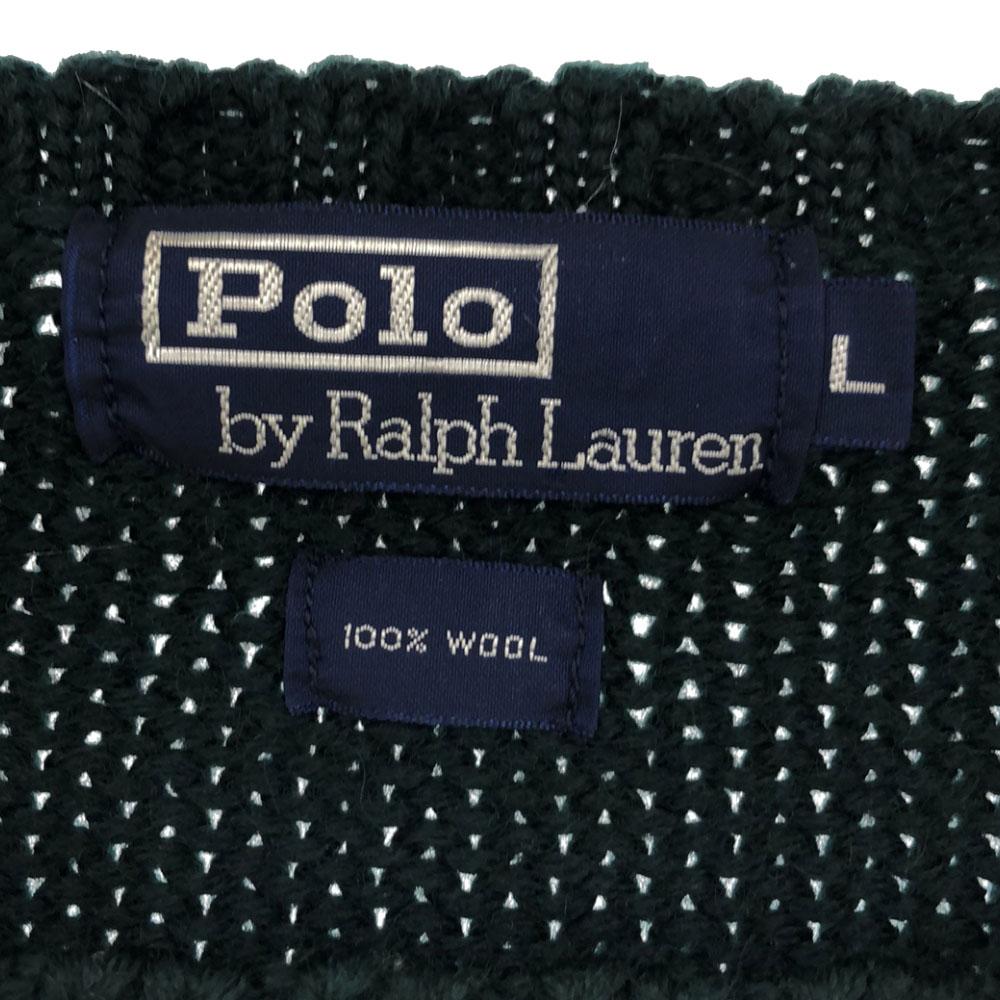 POLO RALPH LAUREN 90s Wool Old Logo embroidery Long sleeve sweater L knit Men's Used