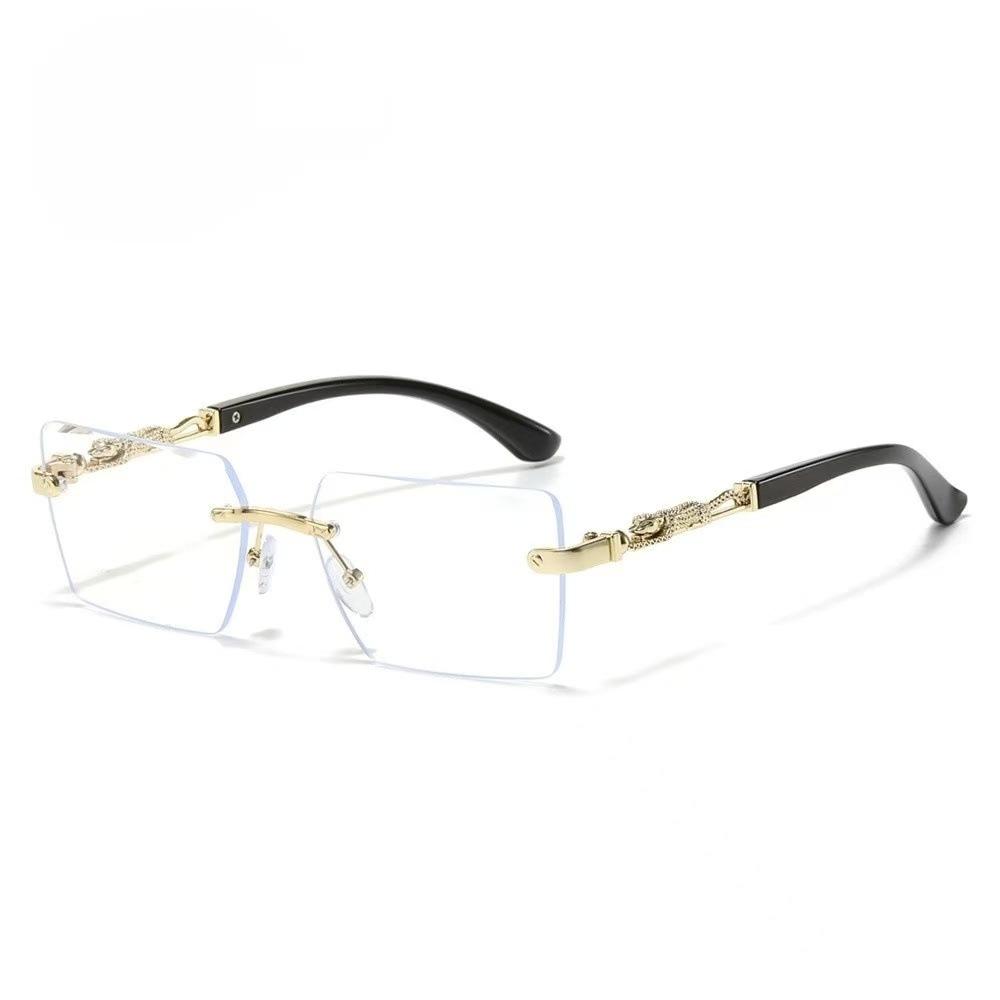 New borderless sliced fashion sunglasses European and American personalized leopard decoration personalized trimmed PC sunglasses