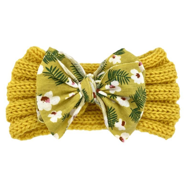 New children's headband headband, printed bow knitted wool headband, baby headgear hair accessories Baby
