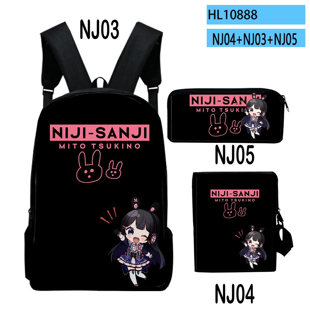 Popular VTuber Tsukino Mito Anime 3D Print 3pcs/Set pupil School Bags Laptop Daypack Backpack Inclined shoulder bag Pencil Case
