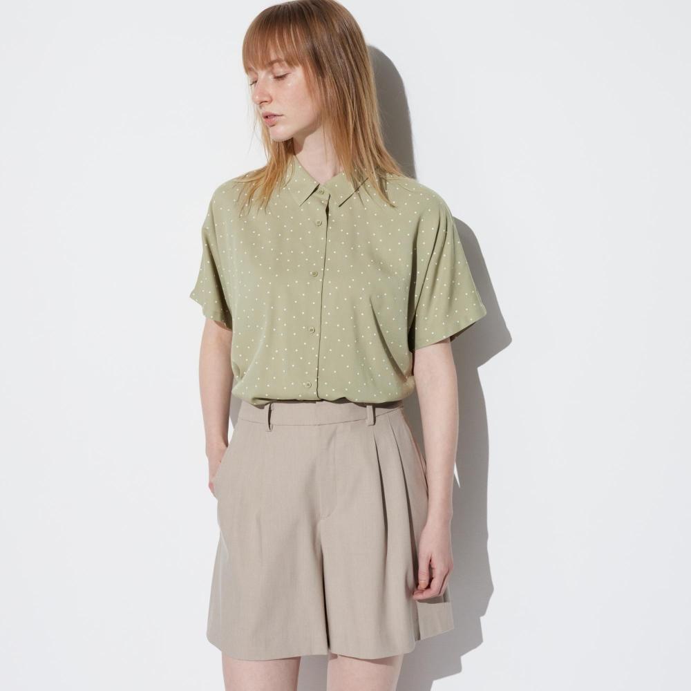 

Блузка из искусственного шелка UNIQLO JAPAN с короткими рукавами