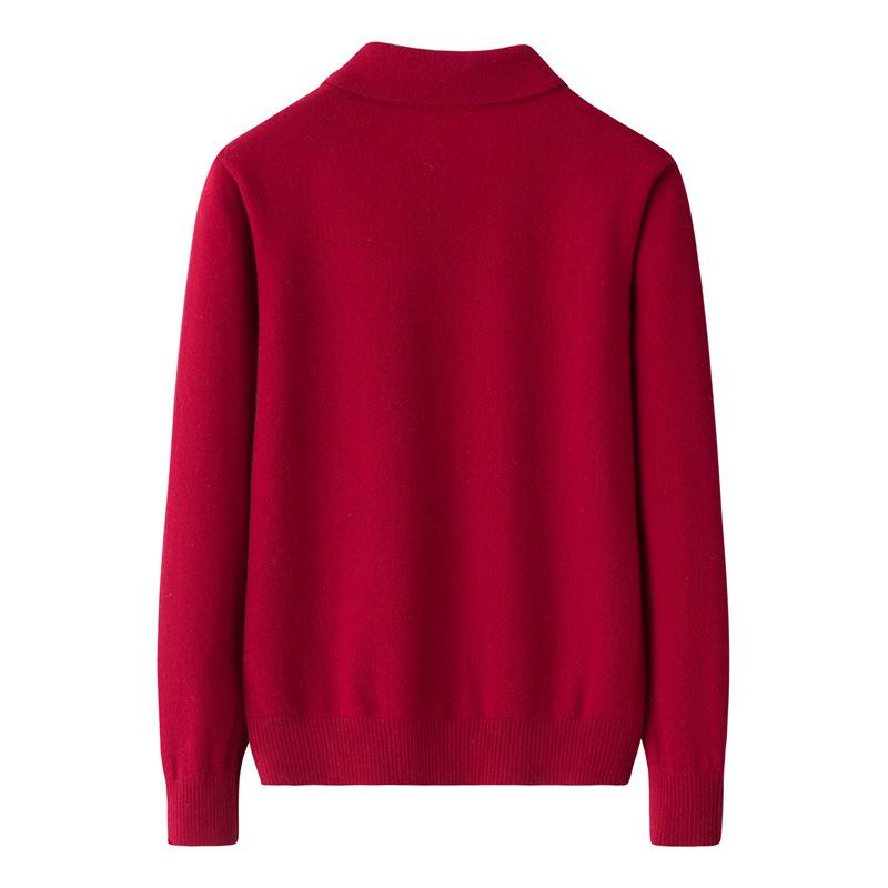 Autumn-Winter Stylish Lapel Sweater for Middle-Aged Women