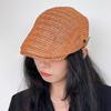Hollow Straw Beret Vacation Painter Beret Japanese Style Straw Newsboy Cap  Spring Summer