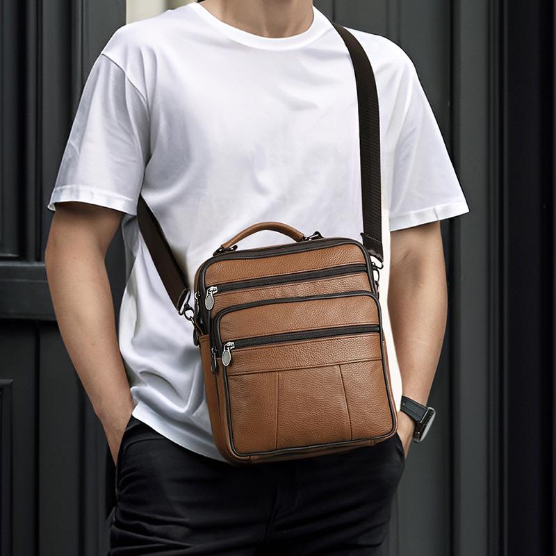 Joyir Men's Genuine Leather Crossbody Bag – Large Capacity, Minimalist Business Style Shoulder Bag