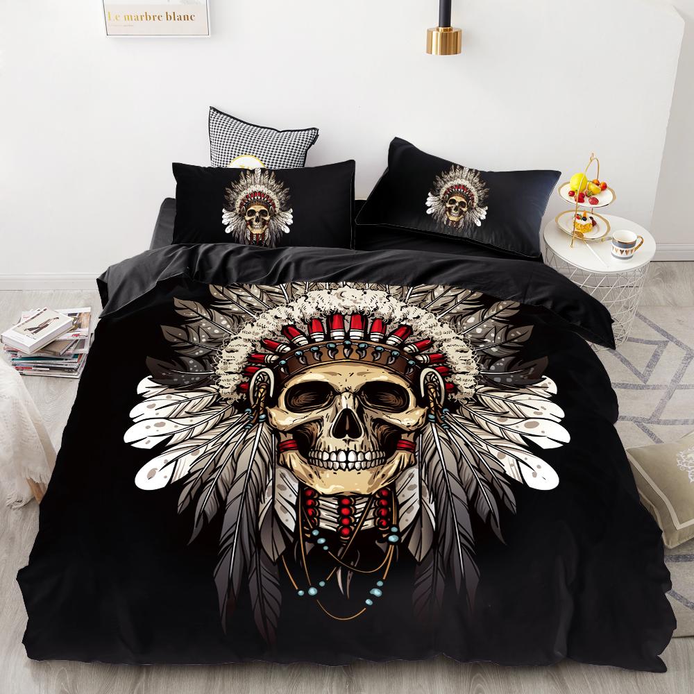 Luxury Bedding Sets 3D Custom,Duvet Cover Set Queen/King,Quilt/Blanket Cover Set,3 PCS Bed Se,halloween Skull  Bed Linen