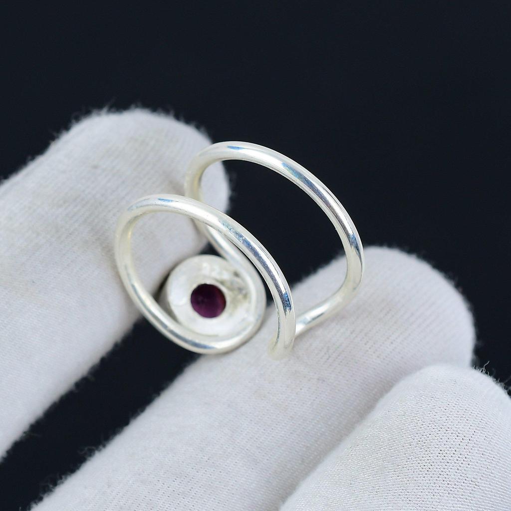 Inel reglabil din argint 925 cu kunzit roz - Potrivit pentru mărimi americane de la 6 la 10 - Bijuterii boho lucrate manual pentru femei și bărbați, cadouri de Ziua Îndrăgostiților